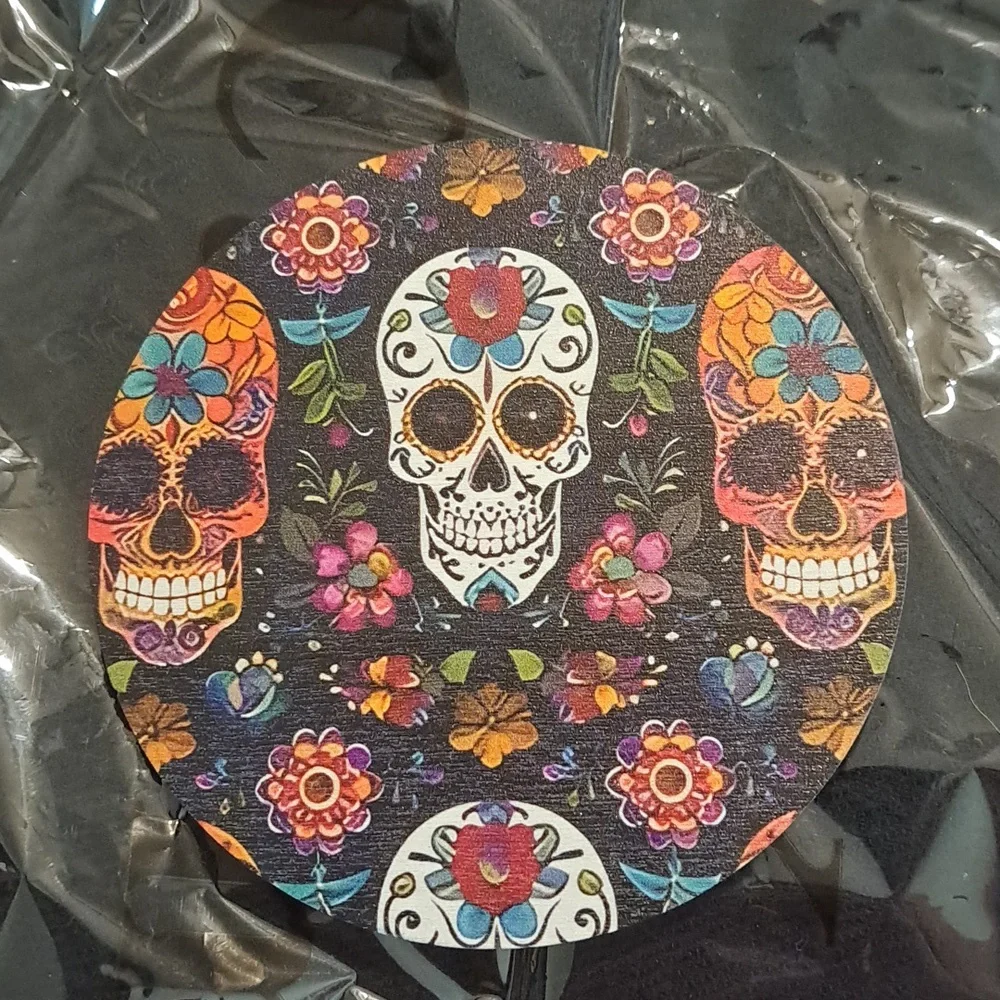 Skull Coasters Dio de los Muertos , Floral Skull 6-Pack